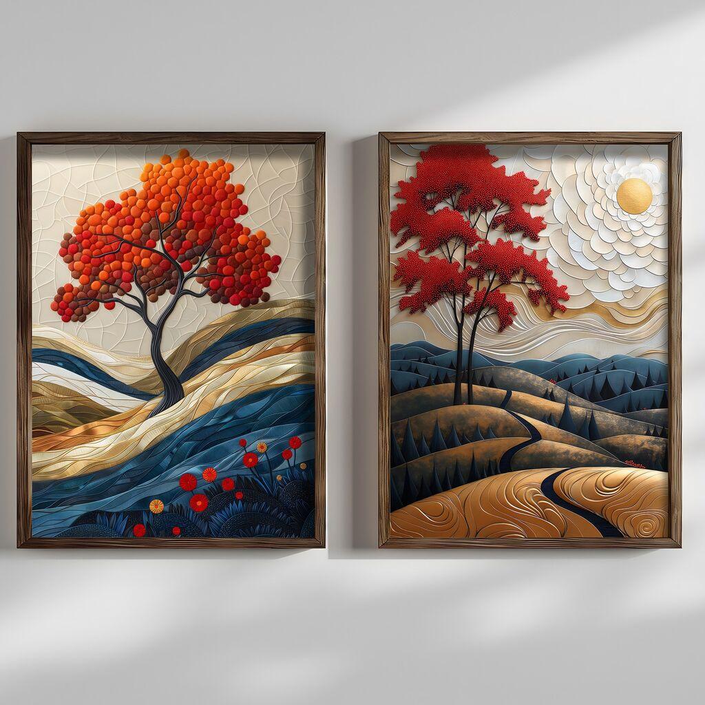 Wallity Декоративна слика HUM102, 50x70x3.5cm, 2 дела