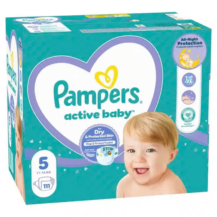 Pampers 5 Пелени за деца Active Baby бр.5 / Mega Box11-16kg 111 парчиња