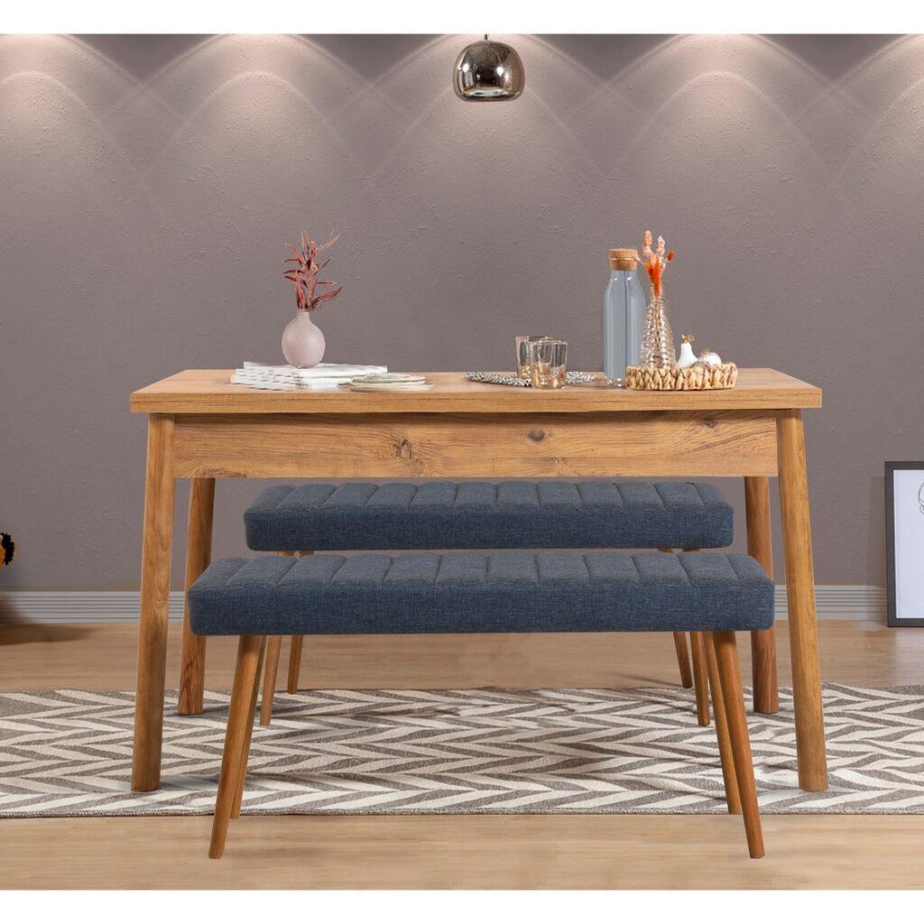 Hanah Home Set Трпезариска маса и 2 клупи Costa 1048, Сина