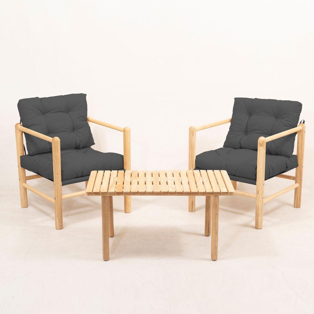 Hanah Home Garden сет маса и 2 столчиња MYG02, Антрацит