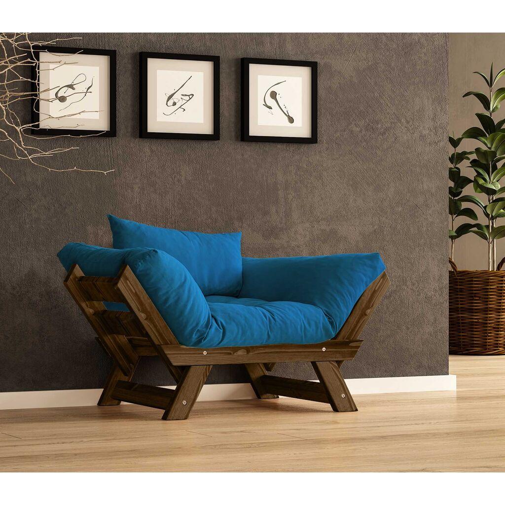 Hanah Home Garden софа со едно седиште и перница, орев и бела боја