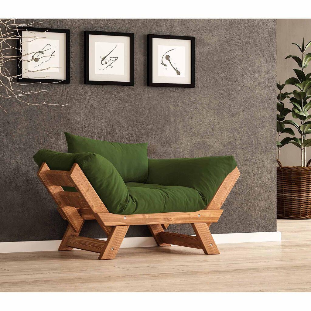 Hanah Home Garden софа со едно седиште и перница, тиково дрво и бела боја