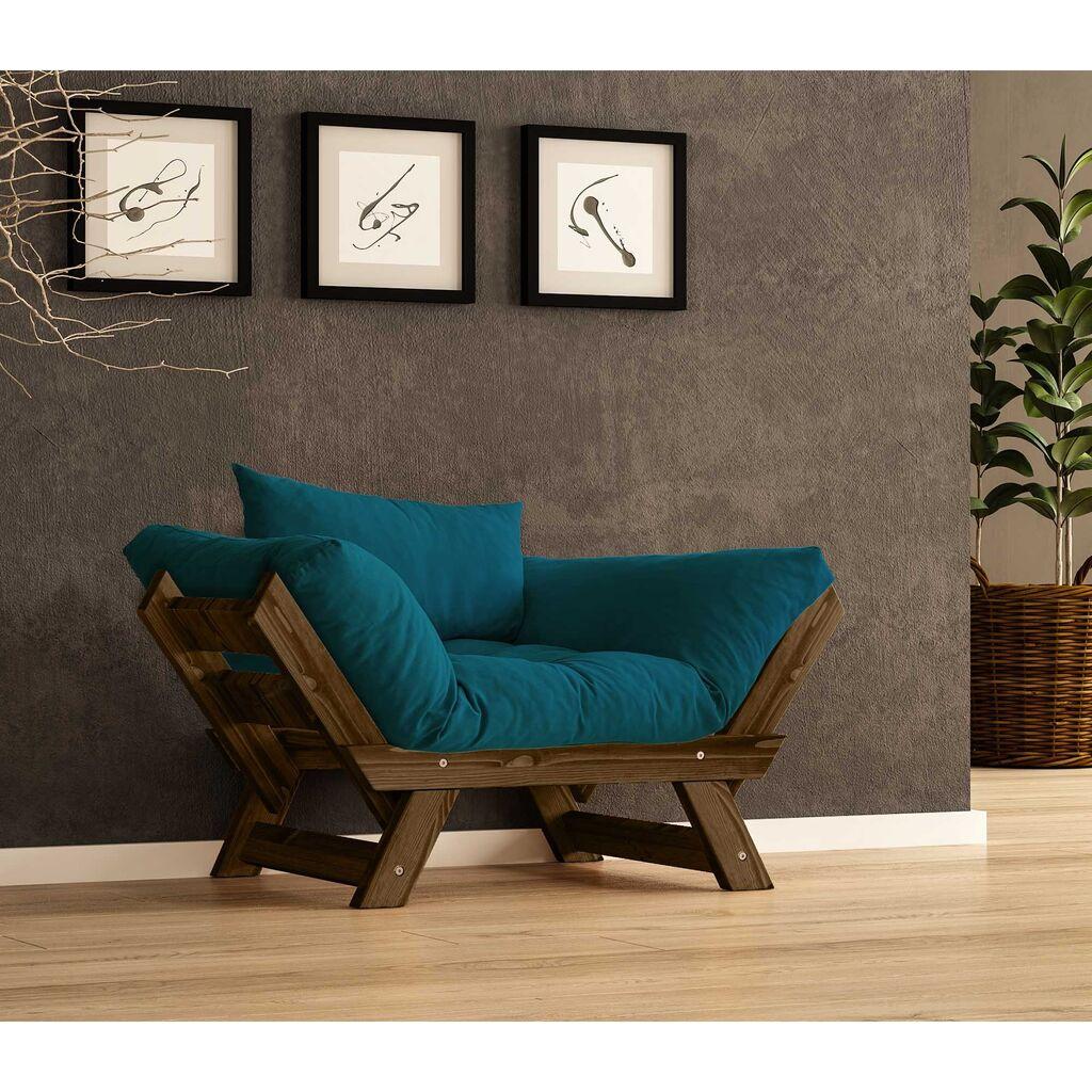 Hanah Home Garden софа со едно седиште и перница, орев и бела боја