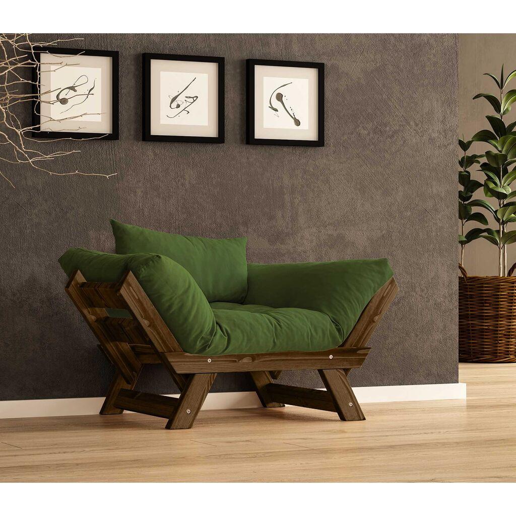 Hanah Home Garden софа со едно седиште и перница, орев и бела боја