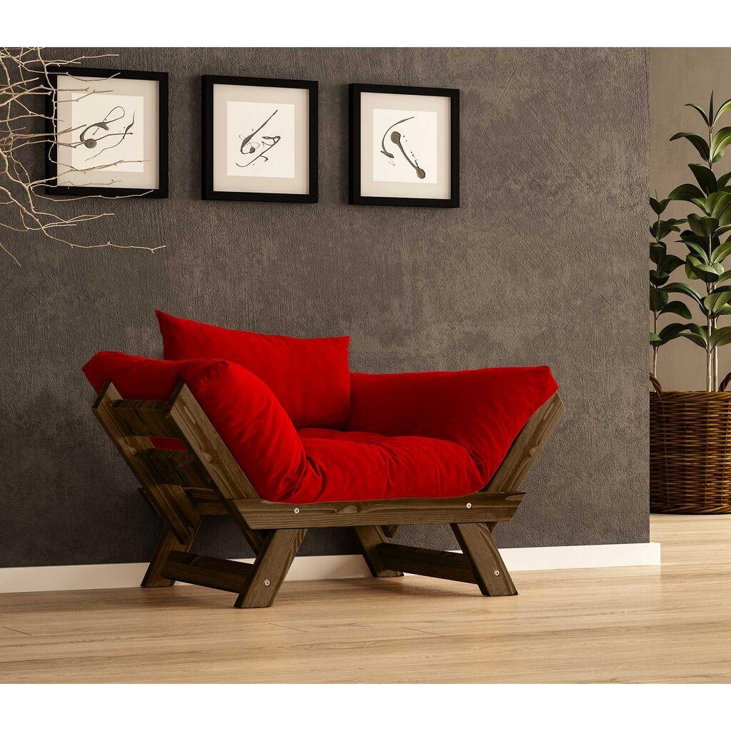 Градинарска гарнитура Hanah Home со едно седиште и перница, орев и црвена боја