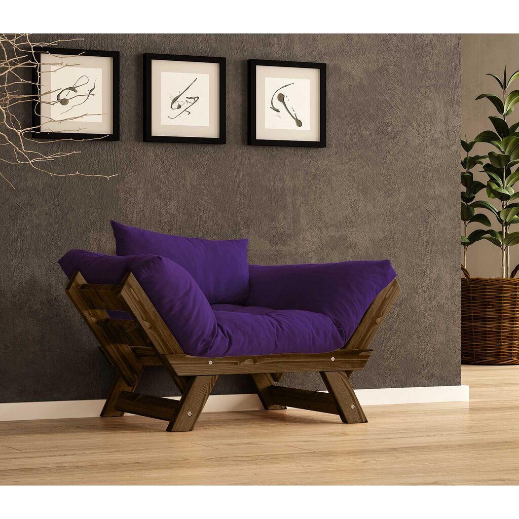Градинарска гарнитура Hanah Home со едно седиште и перница, орев и виолетова боја