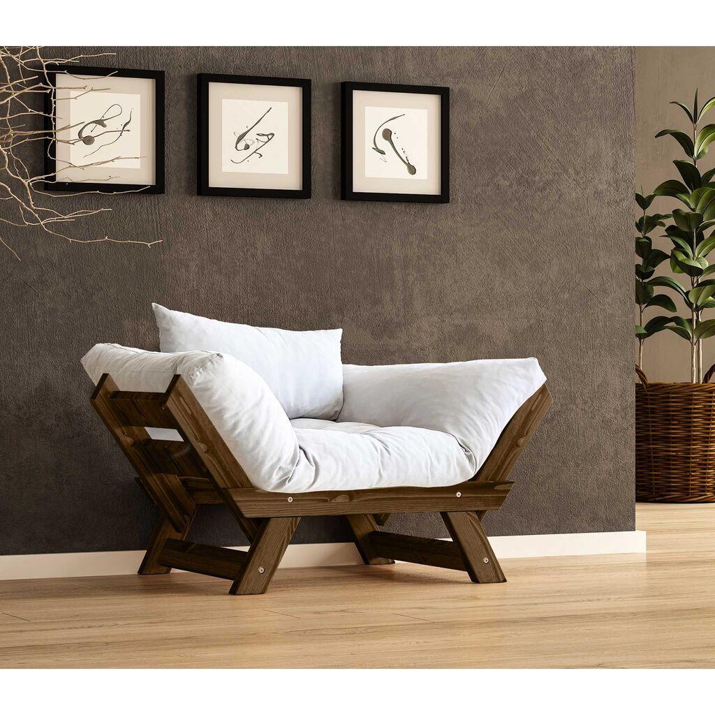Hanah Home Garden софа со едно седиште и перница, орев и бела боја