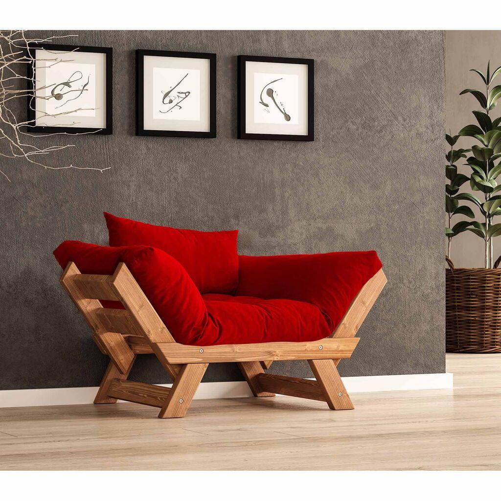 Hanah Home Garden софа со едно седиште и перница, тиково дрво и бела боја