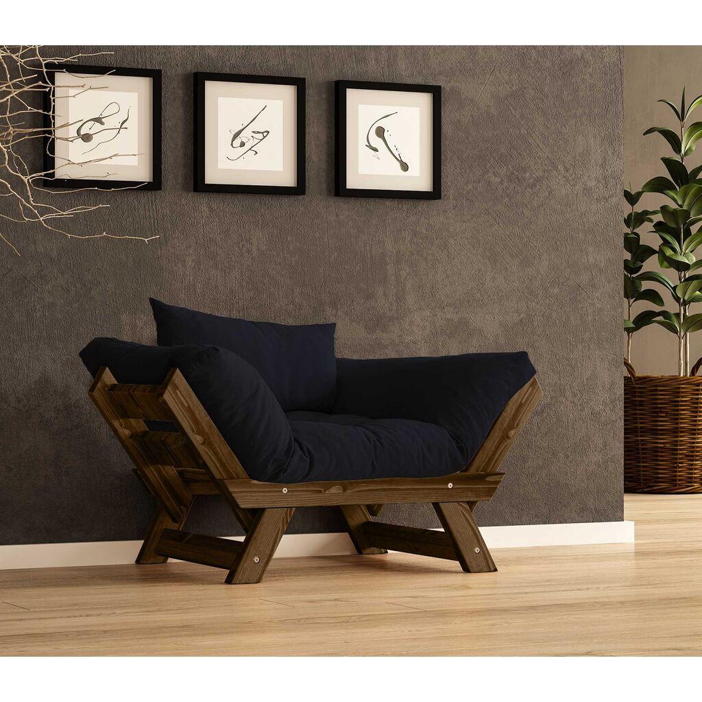 Градинарска гарнитура Hanah Home со едно седиште и перница, орев и црна боја