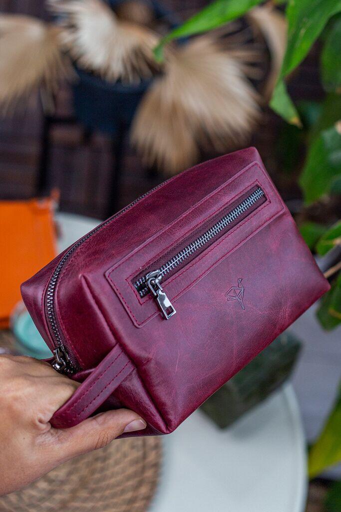 Машка тоалетна торба Bagmore Boston Crazy, кафеава