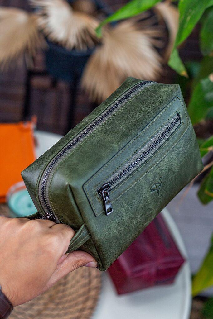 Машка тоалетна торба Bagmore Boston Crazy, кафеава