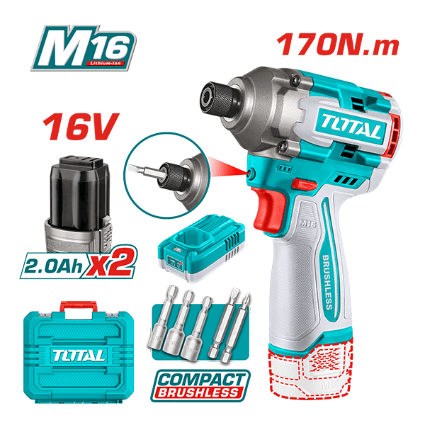 TOTAL Шрафлица За Бит 16V 2 Бат. 170Nm Tirli16178 242277