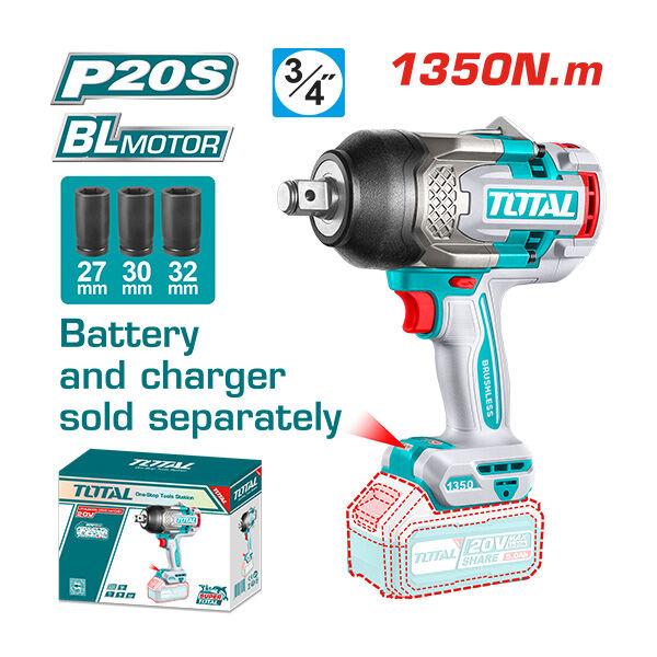 TOTAL Шрафилица За Гуми 20V 1350N Без Бат Tiwli201351 245043