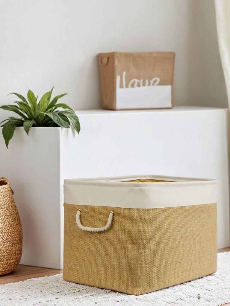 Кошница за складирање Aberto Design YLC.B.G.3, 37x25x27cm, Крем боја