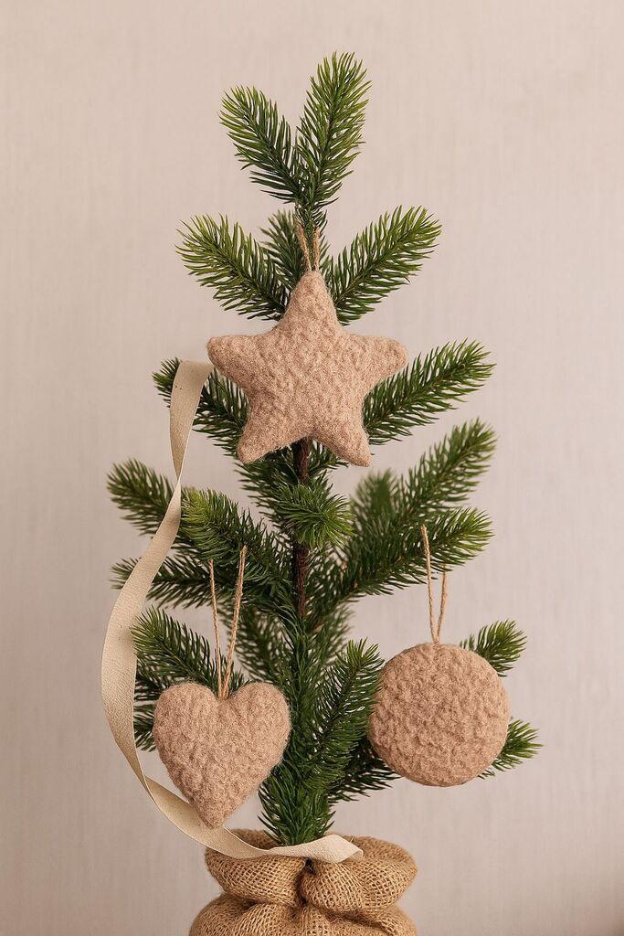 Комплет новогодишни декорации Aberto Design, 3 парчиња, крем боја