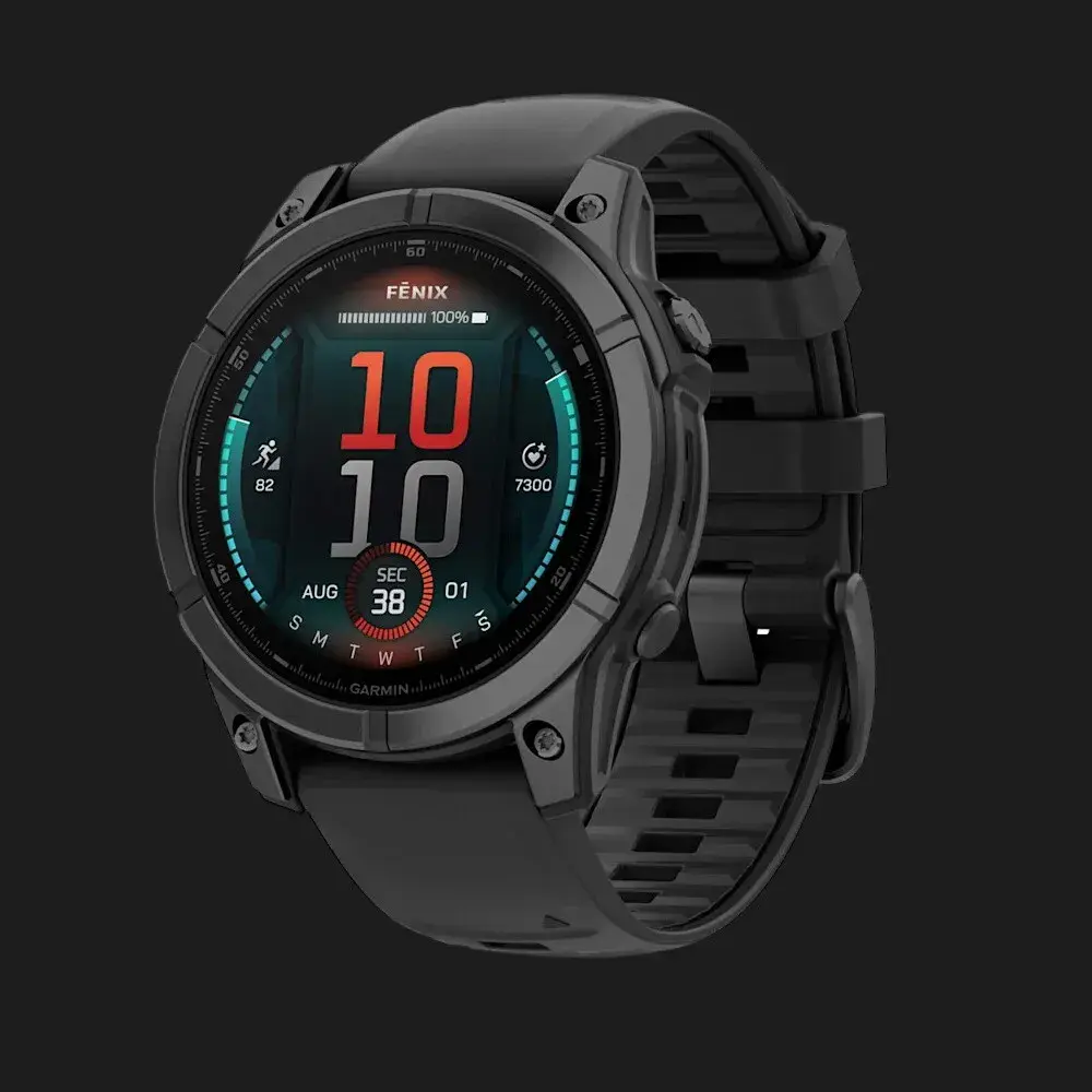 Garmin Паметен часовник Fēnix E 47 mm AMOLED Slate Gray Steel with Black Silicone Band
