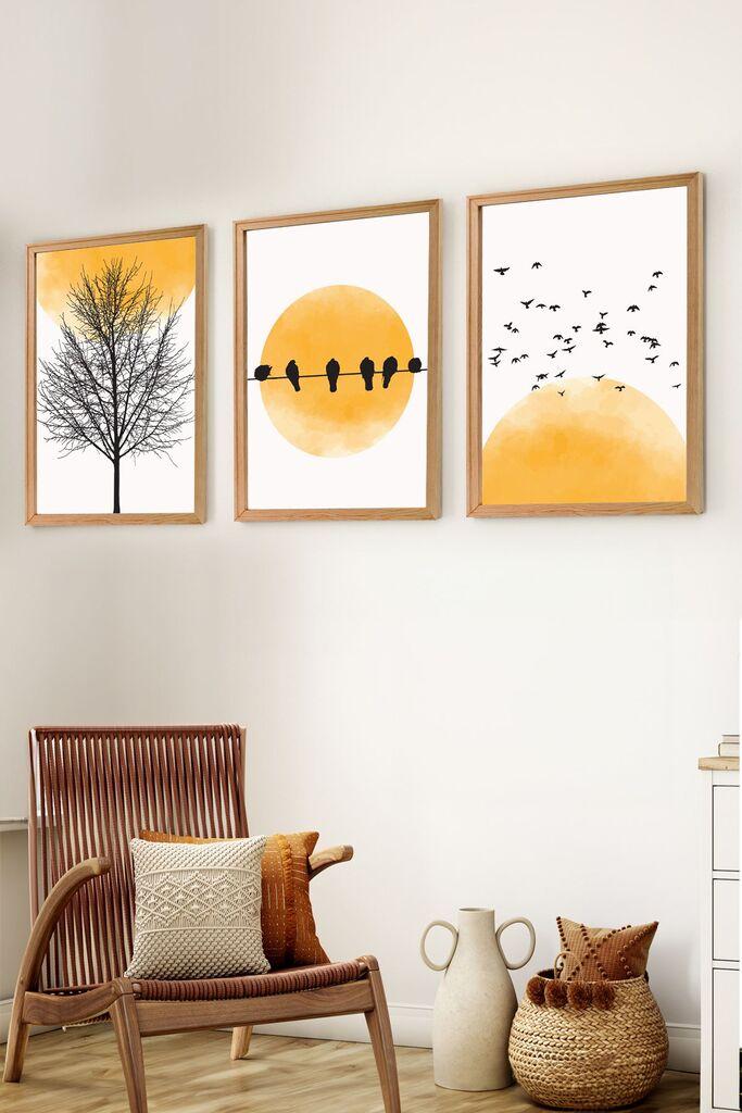 Wallity Сет Врамени MDF Слика Myk3007-3, 3 Дела