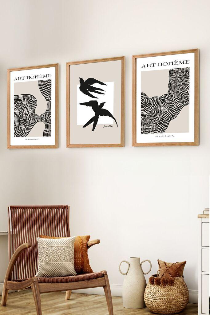 Wallity Сет Врамени MDF Слика Myk3004-3, 3 Дела