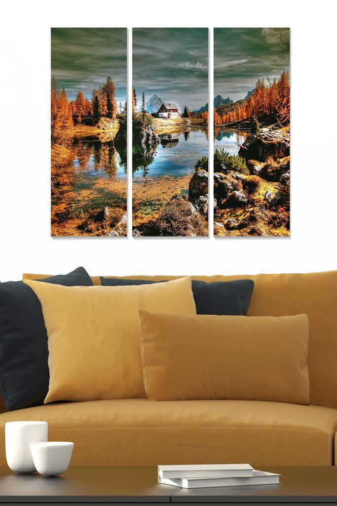 Wallity Слика со LED Осветлување Night Wolf, 66x99 cm