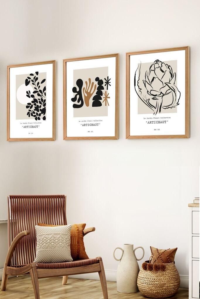 Wallity Сет Врамени MDF Слика Myk3003-3, 3 Дела