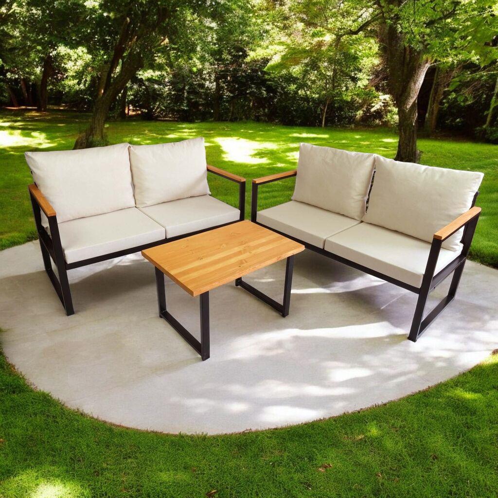 Комплет Hanah Home Garden, двосед и масичка за кафе, беж