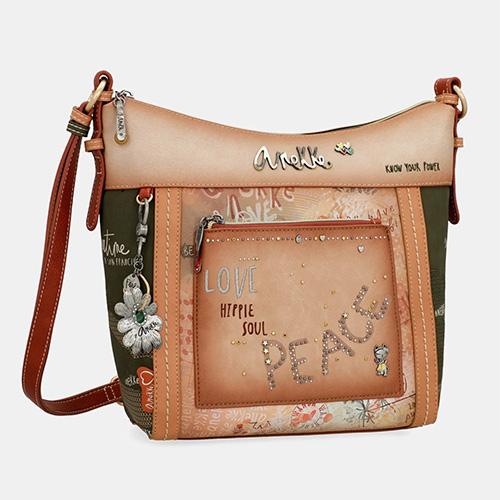 ANEKKE Чанта , За На Рамо,1 Преграда, Peace & Love Flowers,38833-007, 24*28*12цм