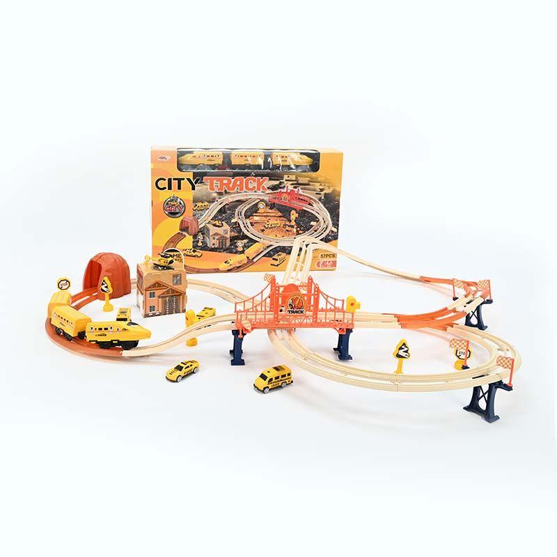 LOCO CROCO Стаза со жолт воз Track City 57 парчиња