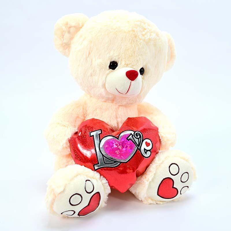 AMEK Мече со срце бело 42см