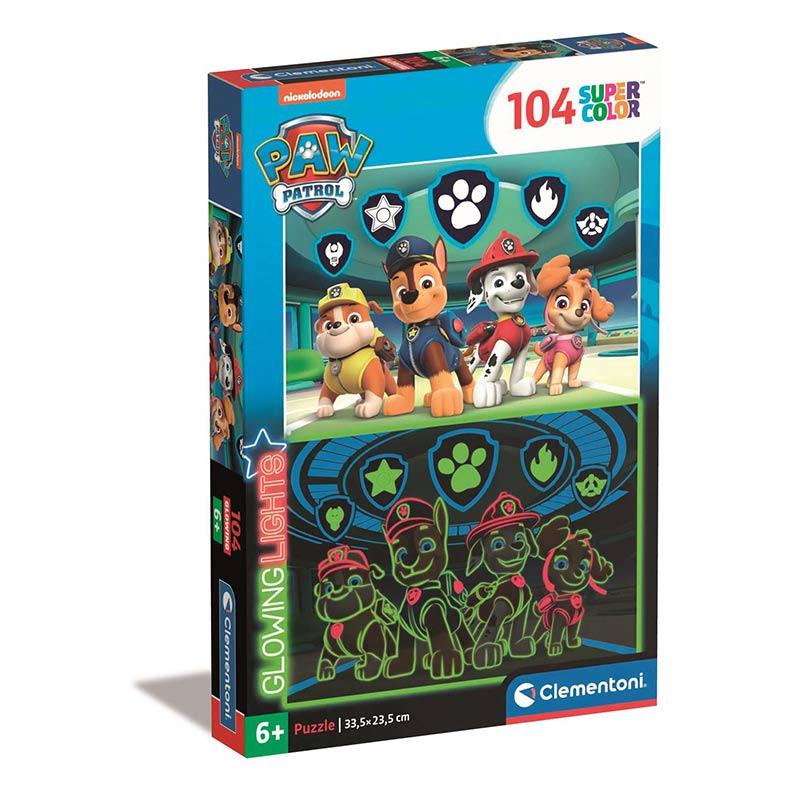 Clementoni puzzle za djecu Сложувалка Paw Patrol Glowing Lights 104 пар 6г+