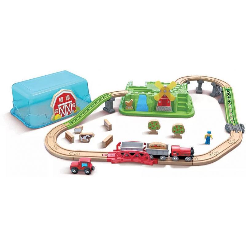 HAPE Дрвена играчка стаза со воз во кутија H3772