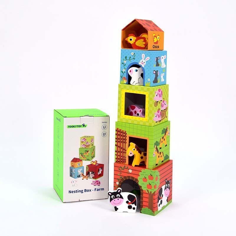 LOCO CROCO Дрвена играчка Nesting Box фарма