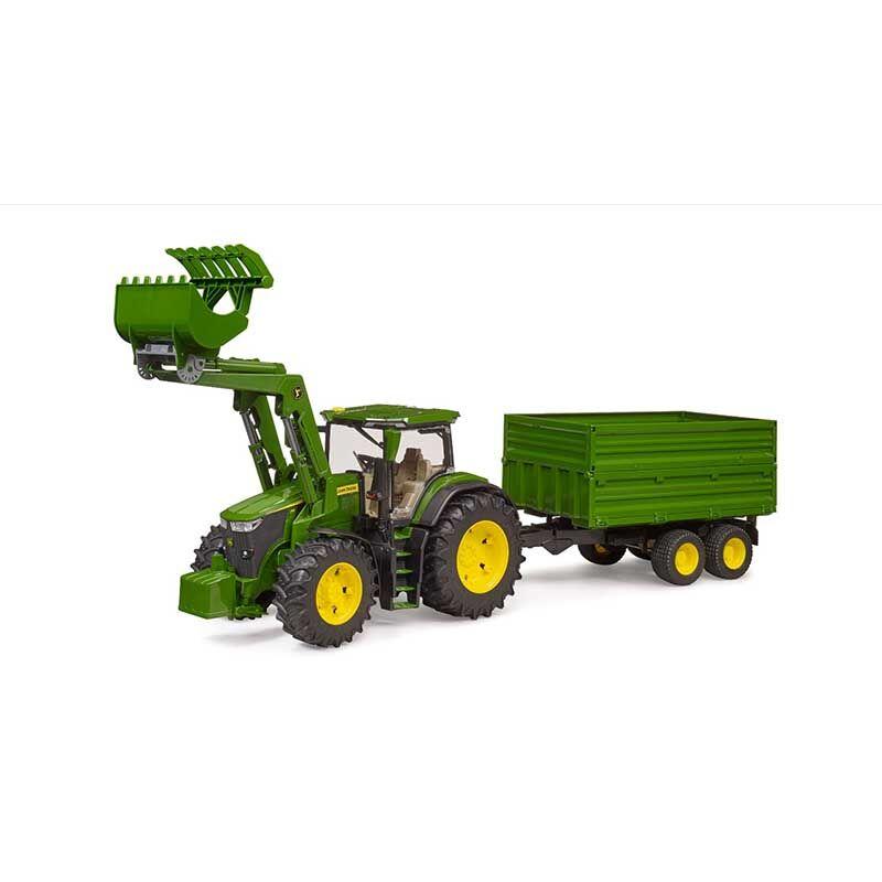 BRUDER Играчка трактор John Deere 7R 350 со натоварувач и приколка