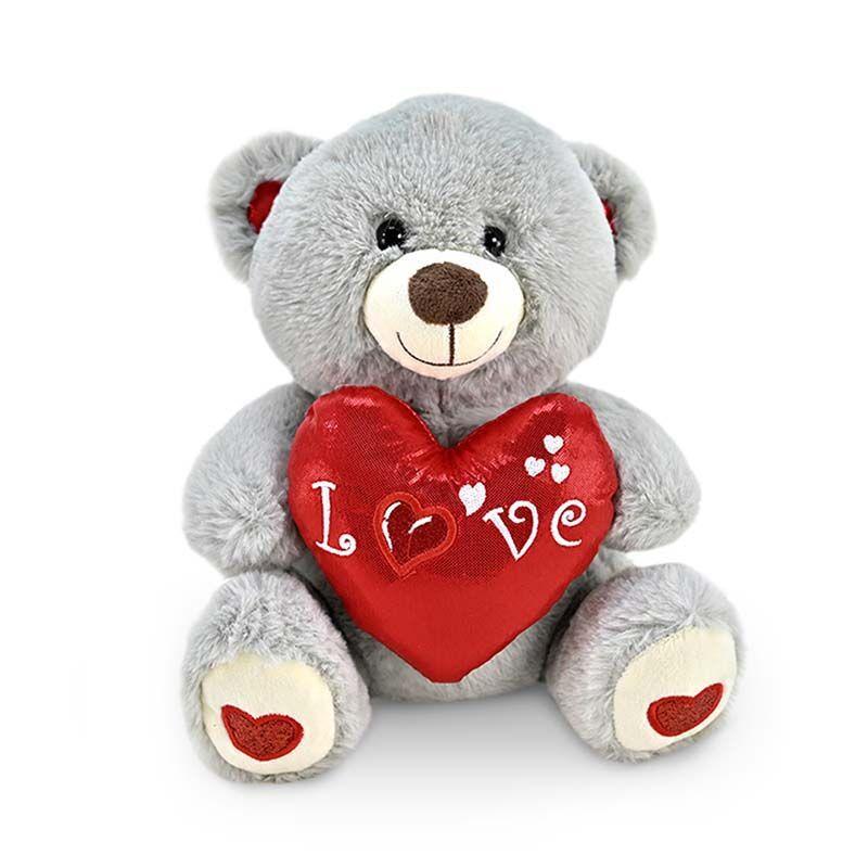 AMEK Мече со срце сиво 20см