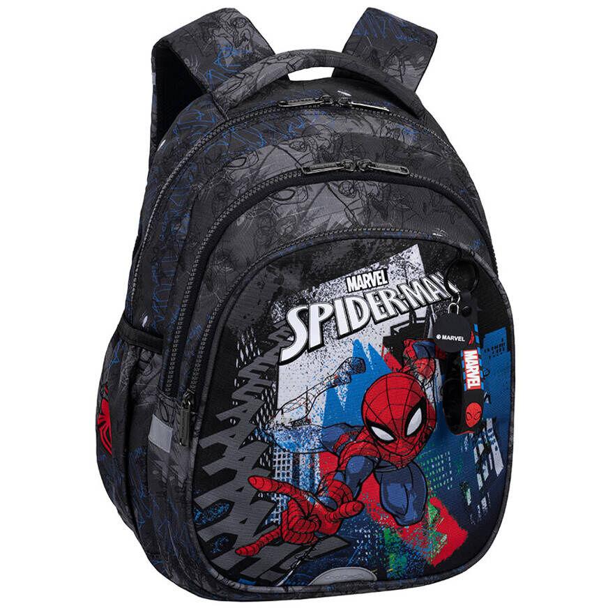CoolPack Ранец Spiderman ергономски дизајн, 3 прегради, џеб за лаптоп, странични џебови, 19 L, анатомски заден дел, димензии 39×28×15 cm