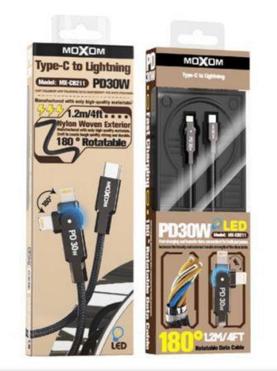 MOXOM Ротирачки Дата Кабел MX-CB211 30W Type-C Кон Lightning