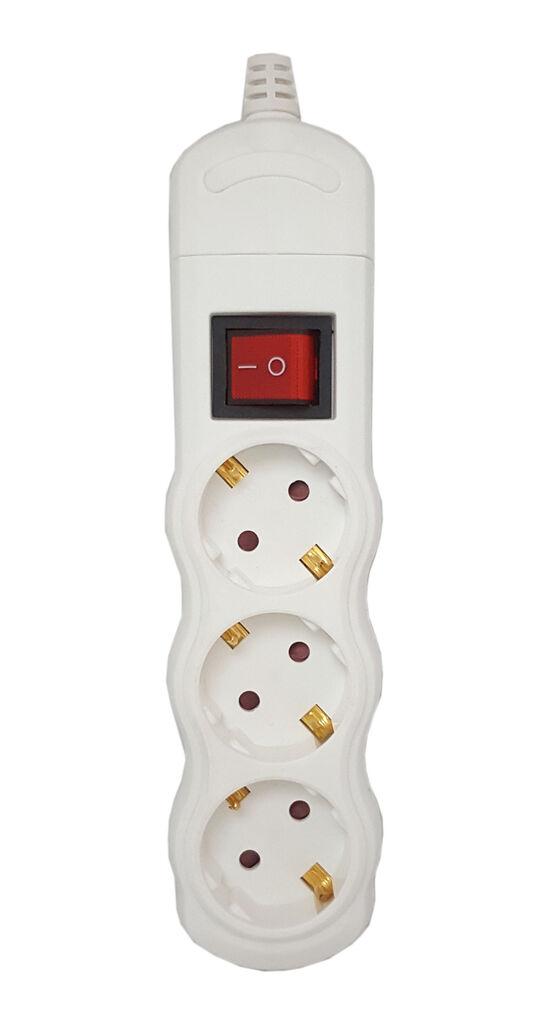 Alfa Electric Кутија за продолжен кабел со 3 дупки ALFA, со прекинувач и заштита за деца  BOX-3-SW-CHILD-ALFA