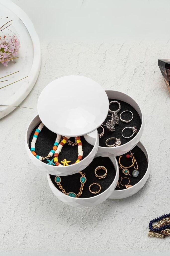 Организатор за накит Aberto Design Dmntkorg-2, 11x11x12 см, бел