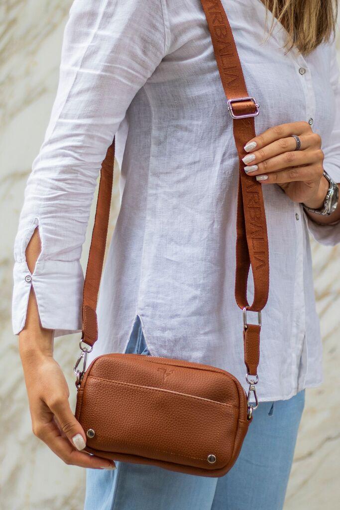 Женска чанта Bemiss West, 21 x 6 x 13 см, кафеава