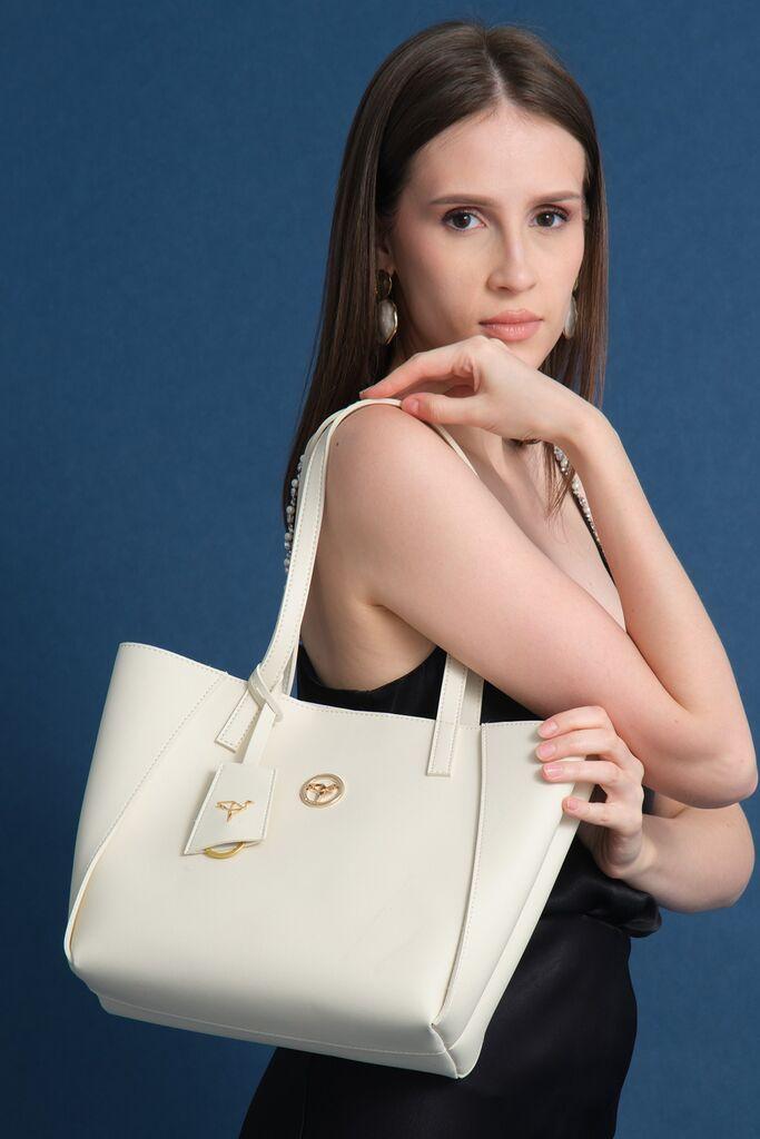 Женска чанта Гарбалија Софија, 34 x 12 x 24 см, беж