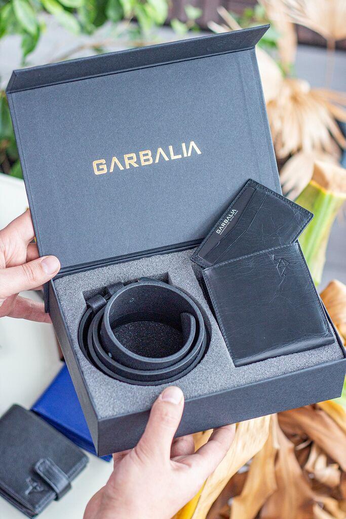 Машки ремен и паричник „Кенгур" од Гарбалија, црн