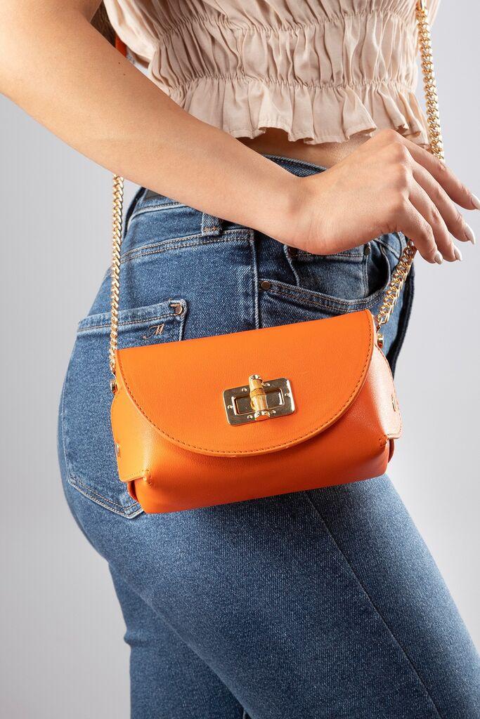 Женска чанта Bemiss Fonte, 18 x 8 x 11 см, портокалова