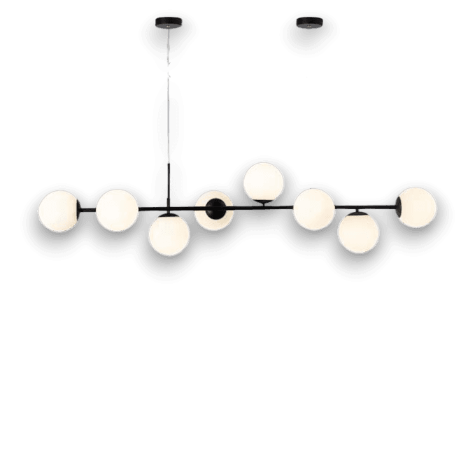 Julia Црн Висечки Линиски Лустер Milky 8*Е27