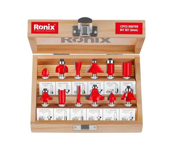 Ronix Сет од 12 фрези 6mm во дрвена кутија , РХ-5341
