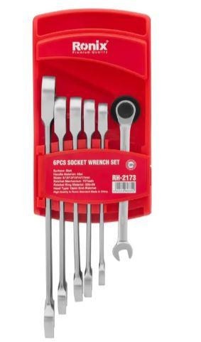 Ronix Сет од 6 вилушкасто-окасти клучеви со крцкалка 8–17мм  RX-2173