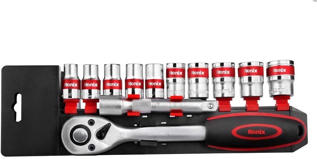 Ronix Сет од 12 парчиња 1/2 крцкалка + настав со насадни клучеви, РХ-2643