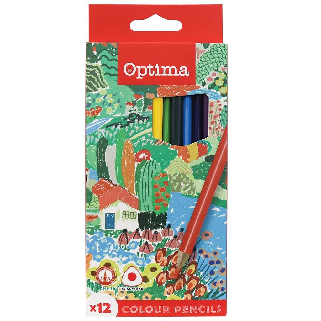 Optima Дрвени бои /12 оптима триаголни 100081