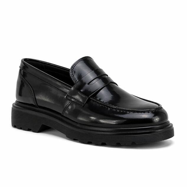 Penny Loafer Машки мокасини од црна Patent кожа (Chunky Sole)