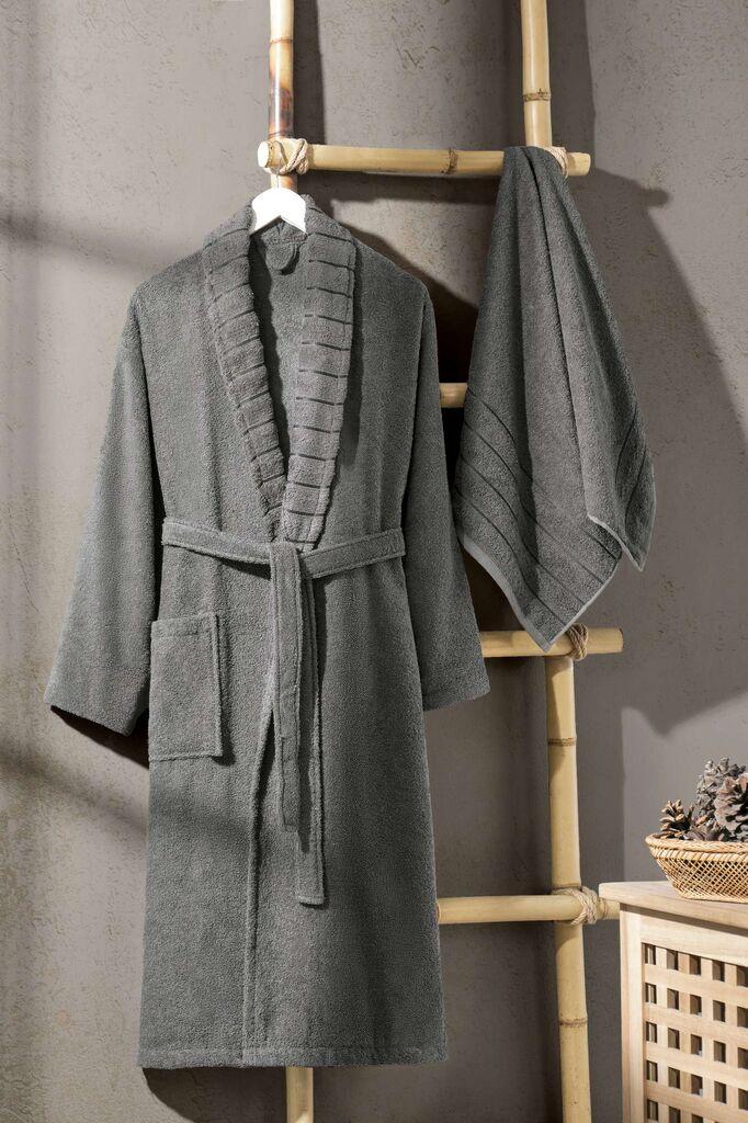 L'essentiel Maison Set Bademantil со пешкир Carla, Anthracite