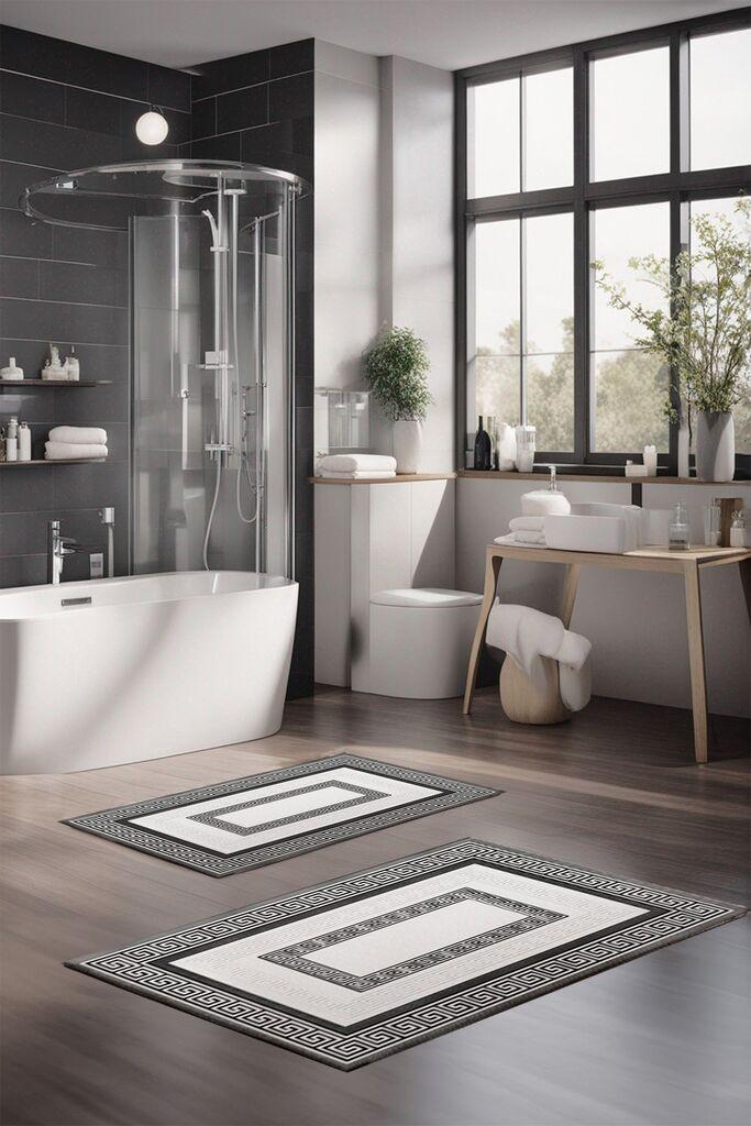 Комплет душеци за бања L'essentiel Maison CT-5076, бело-црно