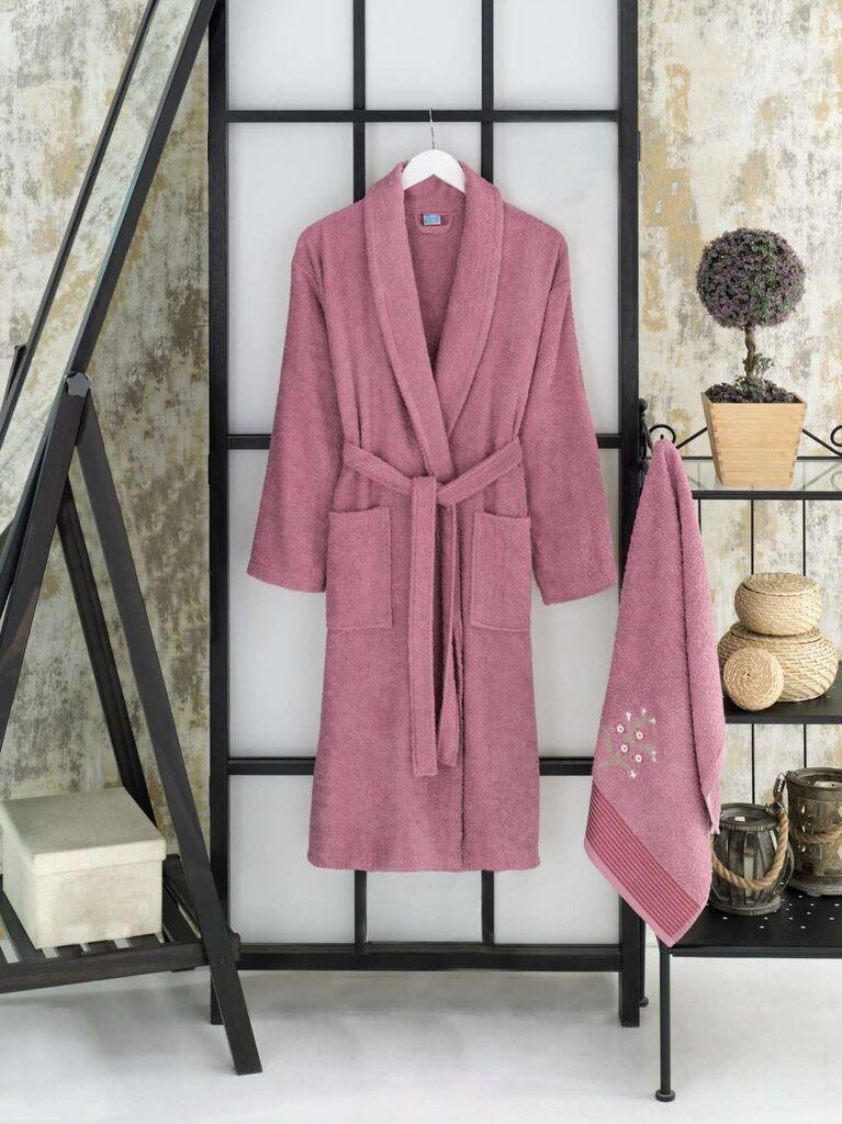 L'essentiel Maison Set Bademantil со пешкир Cora, валкано розево